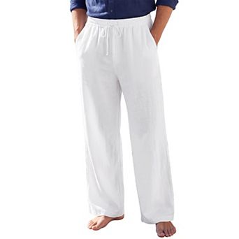 Men's Linen Pants Drawstring Straight Lightweight Beach