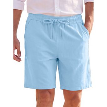 Men's Linen Shorts Drawstring Lightweight Summer Beach