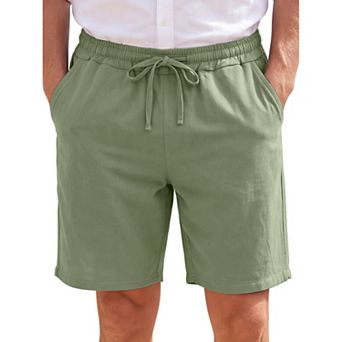 Men's Linen Shorts Drawstring Lightweight Summer Beach