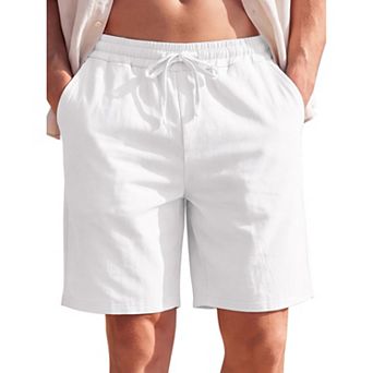 Men's Linen Shorts Drawstring Lightweight Summer Beach
