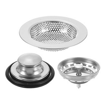 1 Set Stainless Steel Kitchen Sink Drain Strainer, Anti-Clogging Stopper Basket with Handle