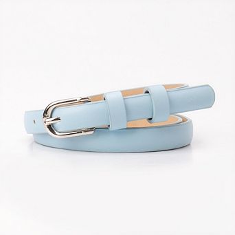 Women Thin Leather Waist Belt with Buckle Fashion Skinny Belt