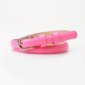 Women Thin Leather Waist Belt with Buckle Fashion Skinny Belt
