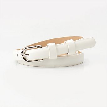 Women Thin Leather Waist Belt with Buckle Fashion Skinny Belt