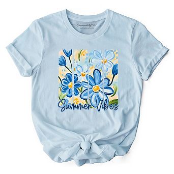 Summer Vibes Brushstroke Flowers T-Shirt, Aesthetic Tee