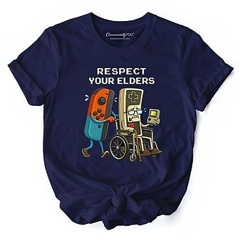 Respect Your Elders Gaming Controller T-Shirt, Old School Gamer Humor Tee