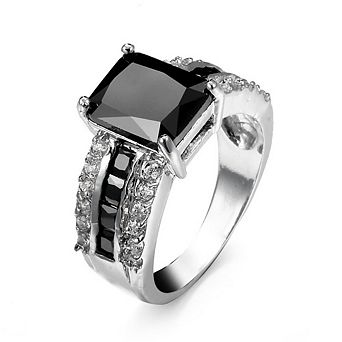 Women’s Square Cut Cubic Zirconia Wide Band Statement Ring