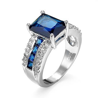 Women’s Square Cut Cubic Zirconia Wide Band Statement Ring
