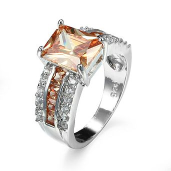 Women’s Square Cut Cubic Zirconia Wide Band Statement Ring