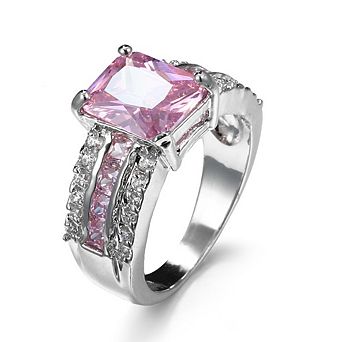 Women’s Square Cut Cubic Zirconia Wide Band Statement Ring