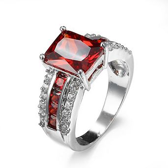 Women’s Square Cut Cubic Zirconia Wide Band Statement Ring