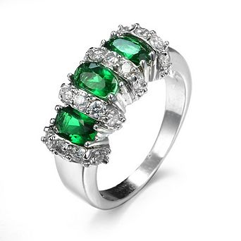 Women's Multi Color Oval Cubic Zirconia Cluster Ring