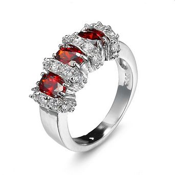 Women's Multi Color Oval Cubic Zirconia Cluster Ring