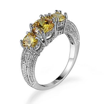 Women's Three Stone Round Cubic Zirconia Engagement Ring