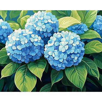 Paint by Numbers Kit Hydrangea Flowers on Canvas with Acrylic Paint