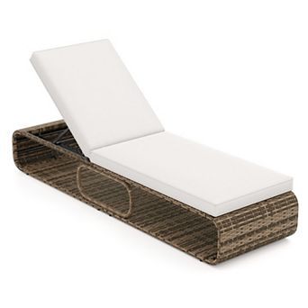 7 pc Adj PE Rattan Outdoor Chaise, White