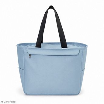 Insulated Tote Lunch Bag with Zipper Pockets and Long Handles