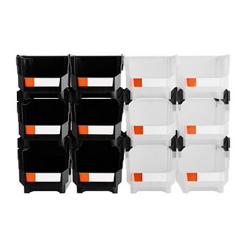 YIORTWO 12 Pack Stackable PP Storage Bins Garage Small Parts Office Organizer Containers