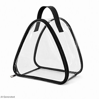 Clear Triangular Lunch Bag with Zipper Closure and Top Handle