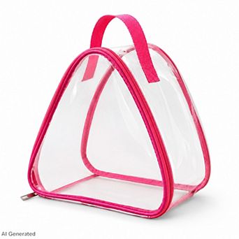 Clear Triangular Lunch Bag with Zipper Closure and Top Handle