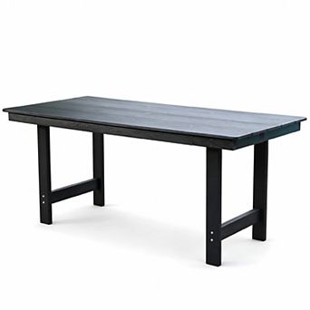 WOW PIONEER Outdoor Rectangular Patio Dining Table for 4-6 People with Umbrella Hole
