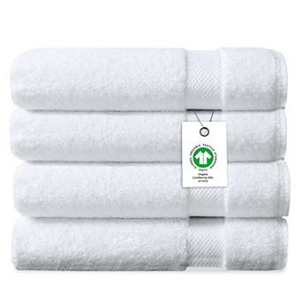 Delara Organic Cotton Luxuriously Plush Bath Towel Pack of 4 GOTS and OEKO-TEX Certified 650 GSM