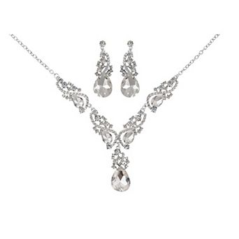 Elegant Crystal Bridal Necklace Earrings Set Rhinestone Wedding Party Costume Jewelry