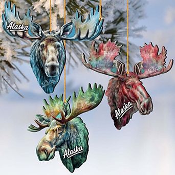 Moose Eco Wood Ornaments Set of 3 by G. Debrekht