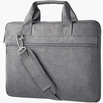 Gray Slim Waterproof Laptop Briefcase with Shoulder Strap, Unisex
