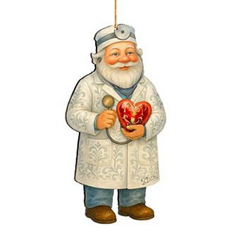 Doctor Santa Ornament Handcrafted Wooden Decoration by G. DeBrekht
