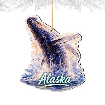 Alaska Humpback Whale Wooden Ornament "The Great Land" Keepsake Decor by G. DeBrekht