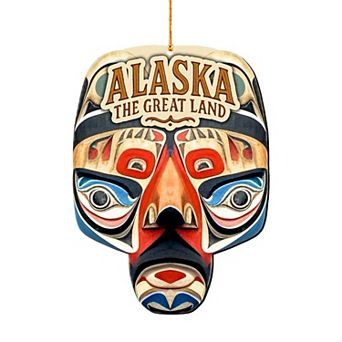 Alaska Mask Wooden Ornament "The Great Land" Keepsake Decor by G. DeBrekht