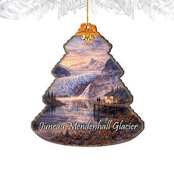 Juneau Mendenhall Glacier Wooden Ornament by G. DeBrekht