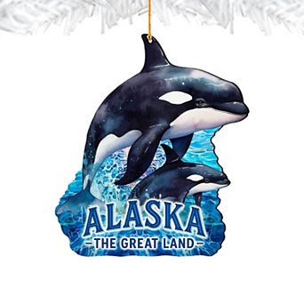 Alaska Orca Wooden Ornament "The Great Land" Keepsake Decor by G. DeBrekht
