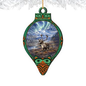 Denali National Park Caribou Keepsake Wooden Ornament by G. DeBrekht