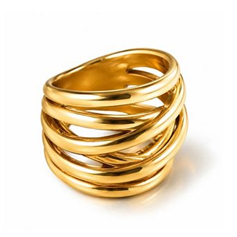 Jewels by Sunaina Kai Statement Ring Stainless Steel with 18K Gold Plated Finish