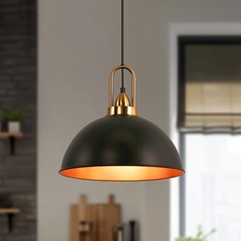 2-Pack 14 in Black Gold Pendant Lights, Metal Lampshade, E26 Base for Dining Room, Adjustable Height