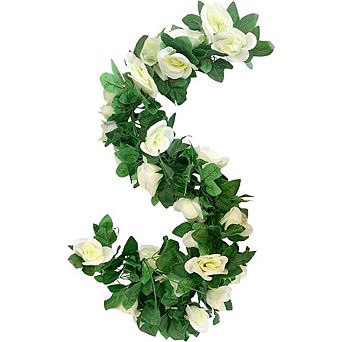 2 Pack Artificial Rose Vine Garland Durable Plastic, Realistic Hanging Decor