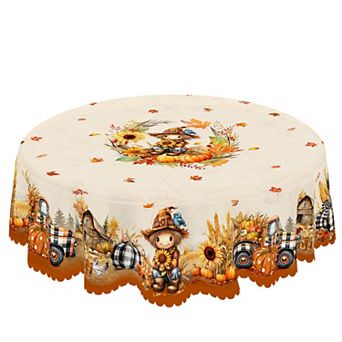 Fall Tablecloth,Scarecrow Print Tablecloth, Washable Reusable Tablecloth Cover, Decorative for Ding