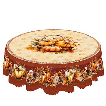 Fall Pumpkin Print Tablecloth,Autumn Tablecloth,Washable Table Cover,Polyester Fabric for Dining