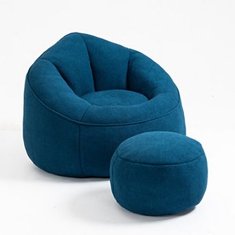 Storycute Microfiber Compressed Bean Bag Sofa Chair with Foam Filling and Footrest for Adults