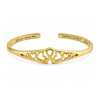 Choose Hope Cancer Awareness Heart Engraved Adjustable Cuff Bracelet
