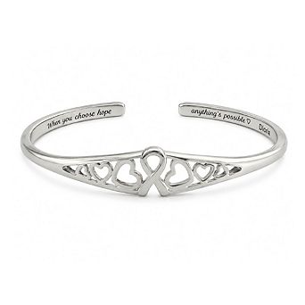 Choose Hope Cancer Awareness Heart Engraved Adjustable Cuff Bracelet