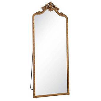 Antique Gold Arched PU Frame Ornate Carved Decoration Full Length Floor Mirror