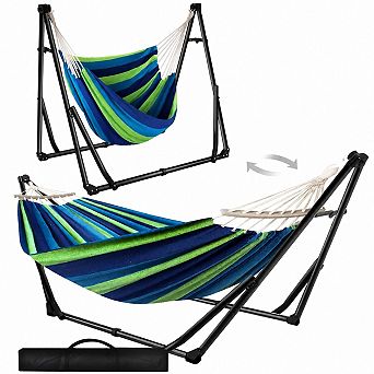 2-in-1 Hammock and Swing Chair with Collapsible Steel Stand and Carrying Case
