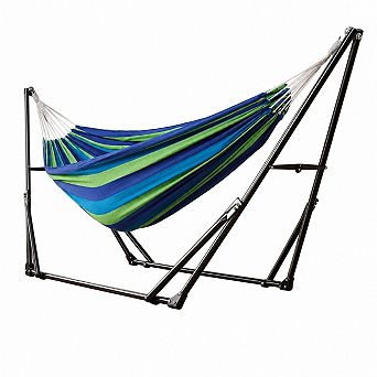 Portable Folding Hammock with Adjustable Stand, Carrying Bag Included, 616 lb Weight Capacity, Cyan