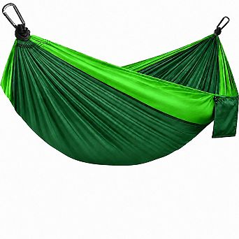 Lightweight Portable Nylon Camping Hammock with Two Tree Straps, Single or Double Outdoor Swing