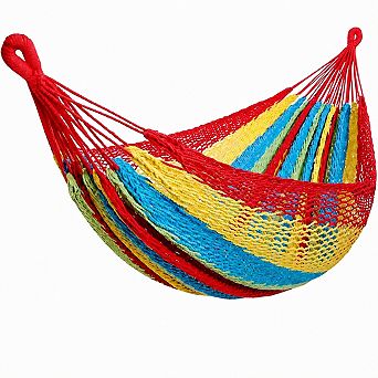 Handwoven Family Hammock with Carry Bag for Indoor and Outdoor Relaxing