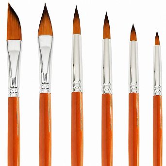 Professional 6 pc Watercolor Paint Brush Set with Cat s Tongue Oval and Dagger