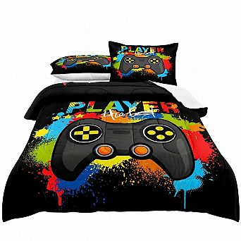 Full Size Gaming Comforter Set with 79 x 90 Inch Comforter and 2 Pillowcases